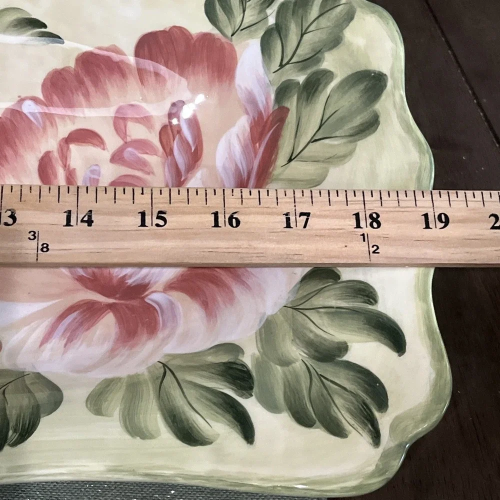 Certified International Pamela Gladding Cottage Rose Serving Platter 19 Inches
